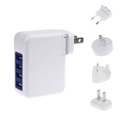 Portable International Best Selling US AU EU UK Plug 5V Multi 4 USB Ports Mobile Phone Travel Wall Charger for Cell Phone